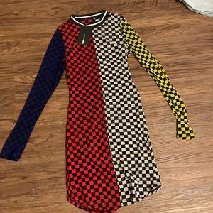 Checkerboard mesh dress